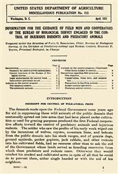 Information for the Guidance of Field Men and Cooperators of the Bureau of Biological Survey Engaged in the Control of Injurious Rodents and Predatory Animals / USDA Miscellaneous Publication No. 115