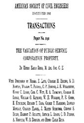 ASCE 1190 The Valuation of Public Service Corporation Property / Transactions of the American Society of Civil Engineers, / vol. LXXII, June, 1911