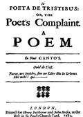 Poeta de Tristibus: Or, the Poet's Complaint
