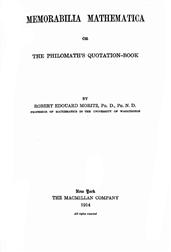 Memorabilia Mathematicaor the Philomath's Quotation-Book
