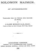 Solomon Maimon: An Autobiography.