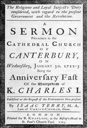 The religious and loyal subject`s duty considered: with regard to the present Government and the Revolution / A sermon preached in the Cathedral Church of Canterbury, / on Wednesday, January 30, 1722-3