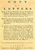 Copy of Letters sent to Great-Britain by His Excellency Thomas Hutchinson, the Hon. Andrew Oliver, and Several other Persons
