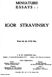Miniature essays: Igor Stravinsky