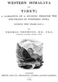 Western Himalaya and TibetA Narrative of a Journey Through the Mountains of Northern India During the Years 1847-8