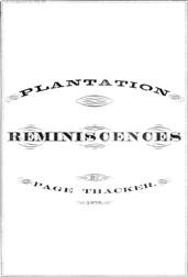 Plantation Reminiscences