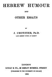 Hebrew Humor and other Essays