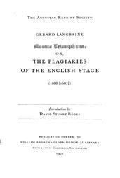 Momus Triamphans: or, the Plagiaries of the English Stage (1688[1687])