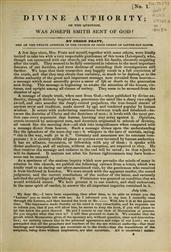 Divine AuthorityOr the Question: Was Joseph Smith Sent of God?