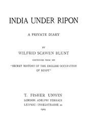 India Under Ripon: A Private Diary