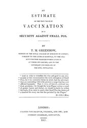 An Estimate of the True Value of Vaccination as a Security Against Small Pox