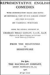 Representative English Comedies / with introductory essays and notes